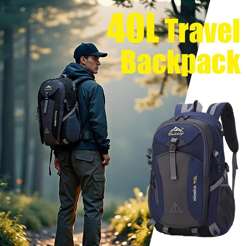JSERYISGN 40L Comfort-Carry Hiking Rucksack | Light & Breathable, Unisex | For Weekend Adventures & Long Journeys