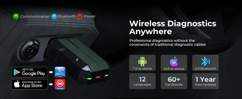 TOPDON TOPScan OBD2 Car Code Reader Bluetooth Scanner Automotive Dignostic Tool Full System ABS SRS TOPDON TOPScan OBD2 Car Code Reader Bluetooth Scanner Automotive Dignostic Tool Full System ABS SRS