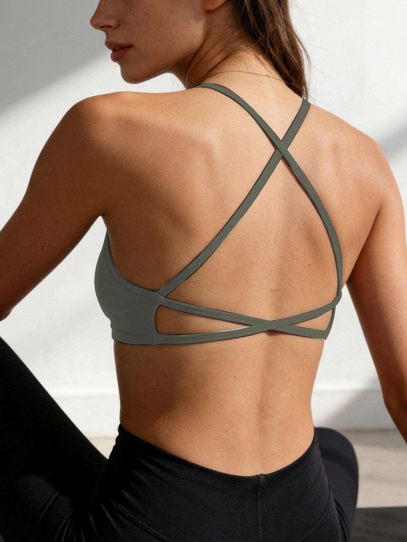 Nude-feel Pilates yoga clothing for women, sports bra, yoga bra, outdoor running, cross-back design for a beautiful back, fitness wear