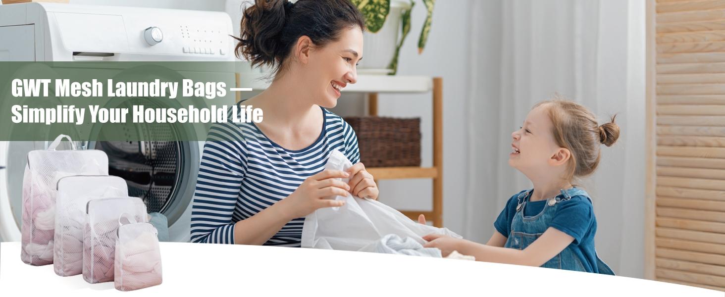 4Pcs 3D Mesh Laundry Bags with Hanging Handles (S/M/L/XL) - Durable Zippered Wash Bags for Delicates, Shoes & Bulk Clothes - Space-Saving Foldable Design