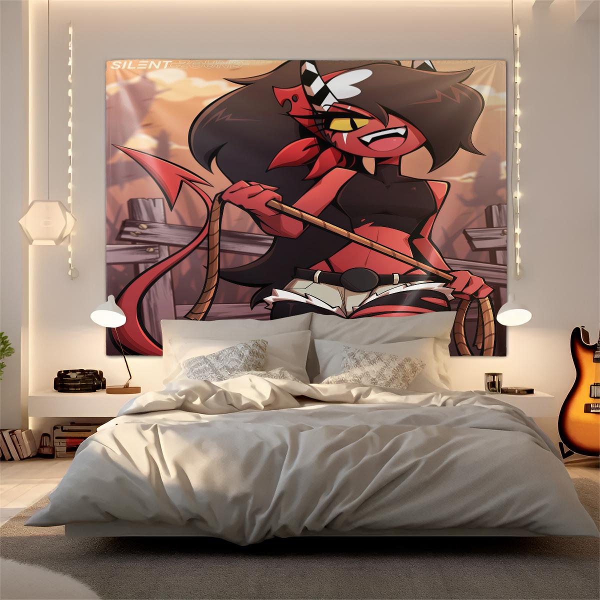 Helluva Boss Patterned Tapestry, Stylish Room Flag, Unique Wall Art For Living Room And Bedroom, Soft And Durable For Kids And Adults Daily Holiday Birthday Gift Bedroom Decor