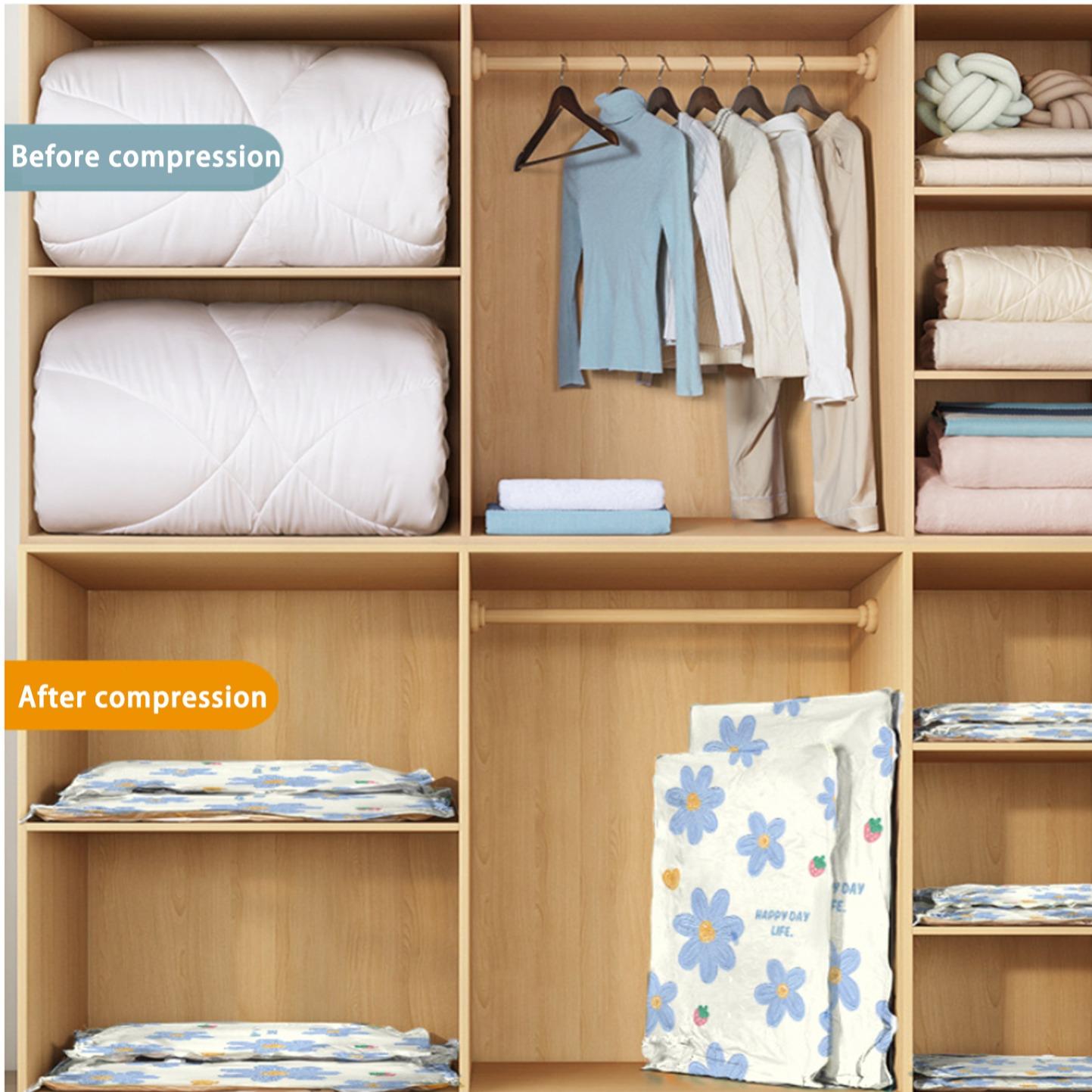 Vacuum Compression Storage Bags, Space Saving Bags, Vacuum Sealer Bags, Long Rectangle Plastic Multi-Functional Bag with Zipper Seal, Moisture Proof, Saves 80% Space