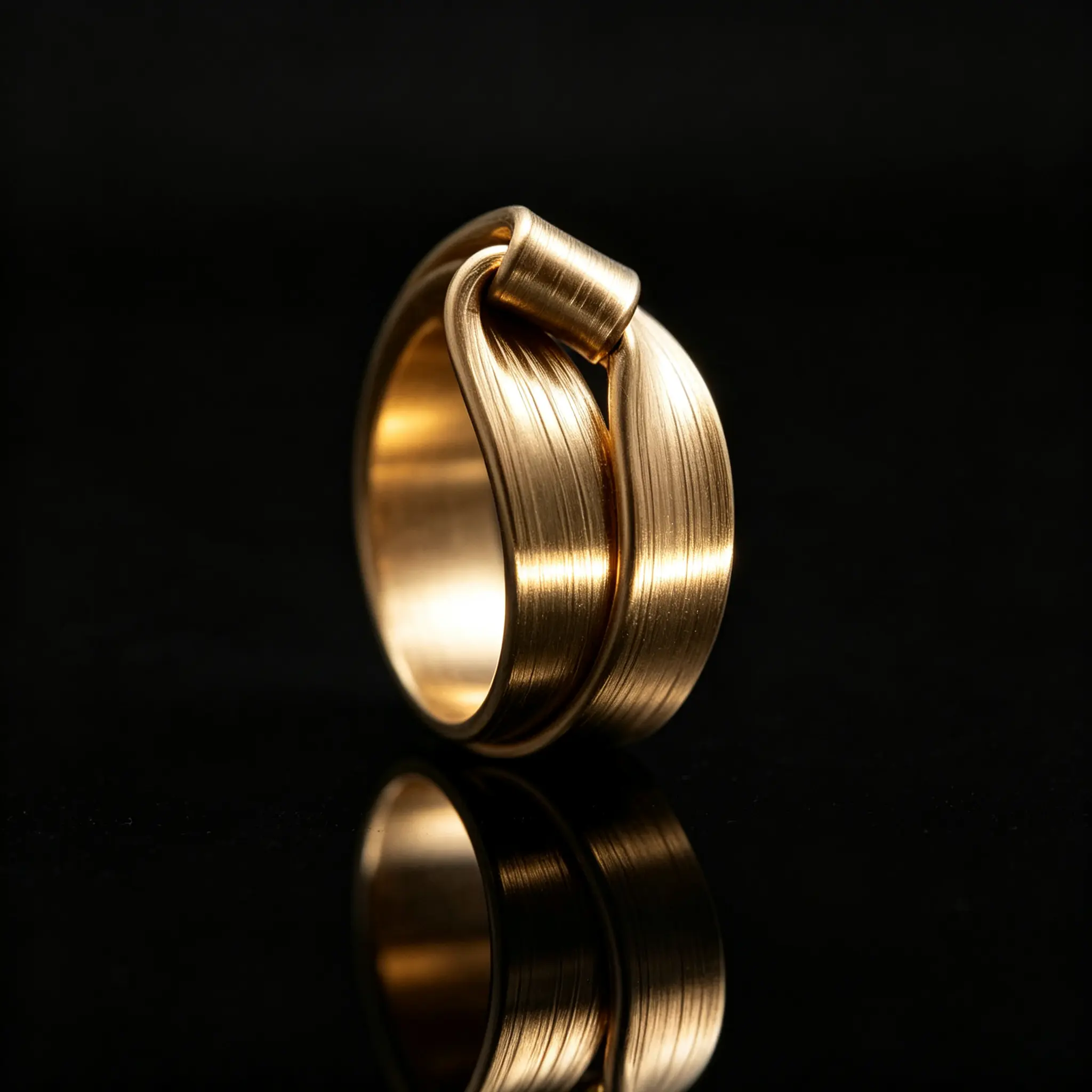 Brushed Texture Knot Wrap Statement Ring, Abstract Twisted Wide Band Ring, Minimalist Sculptural Finger Ring for Women Daily Casual Wear