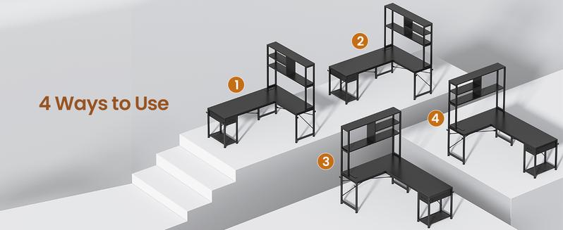 SEDETA 51.2 Inch Reversible L shaped Gaming Desk Small Corner Desk with Drawer and Storage Shelves