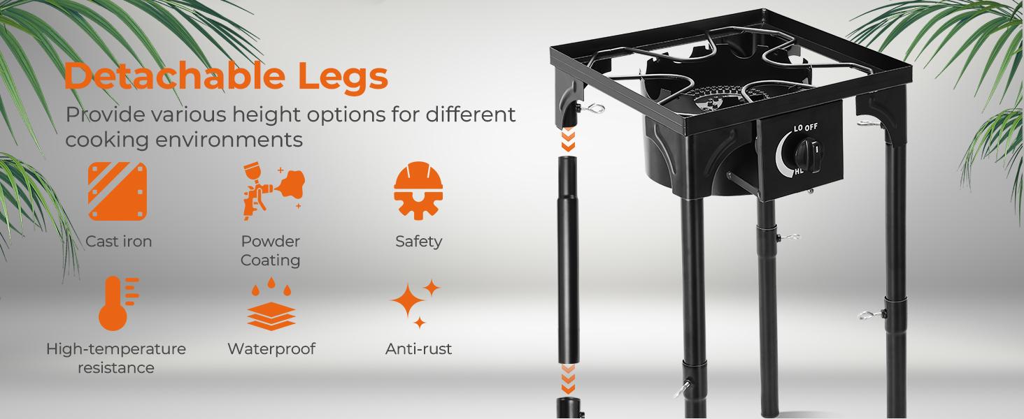 GEEKHOM 3 Burner Outdoor Propane Gas Stove 225,000 BTU High Pressure Stand Cooker for Backyard Cooking Camping Home Brewing Canning Turkey Frying, 20 PSI Regulator