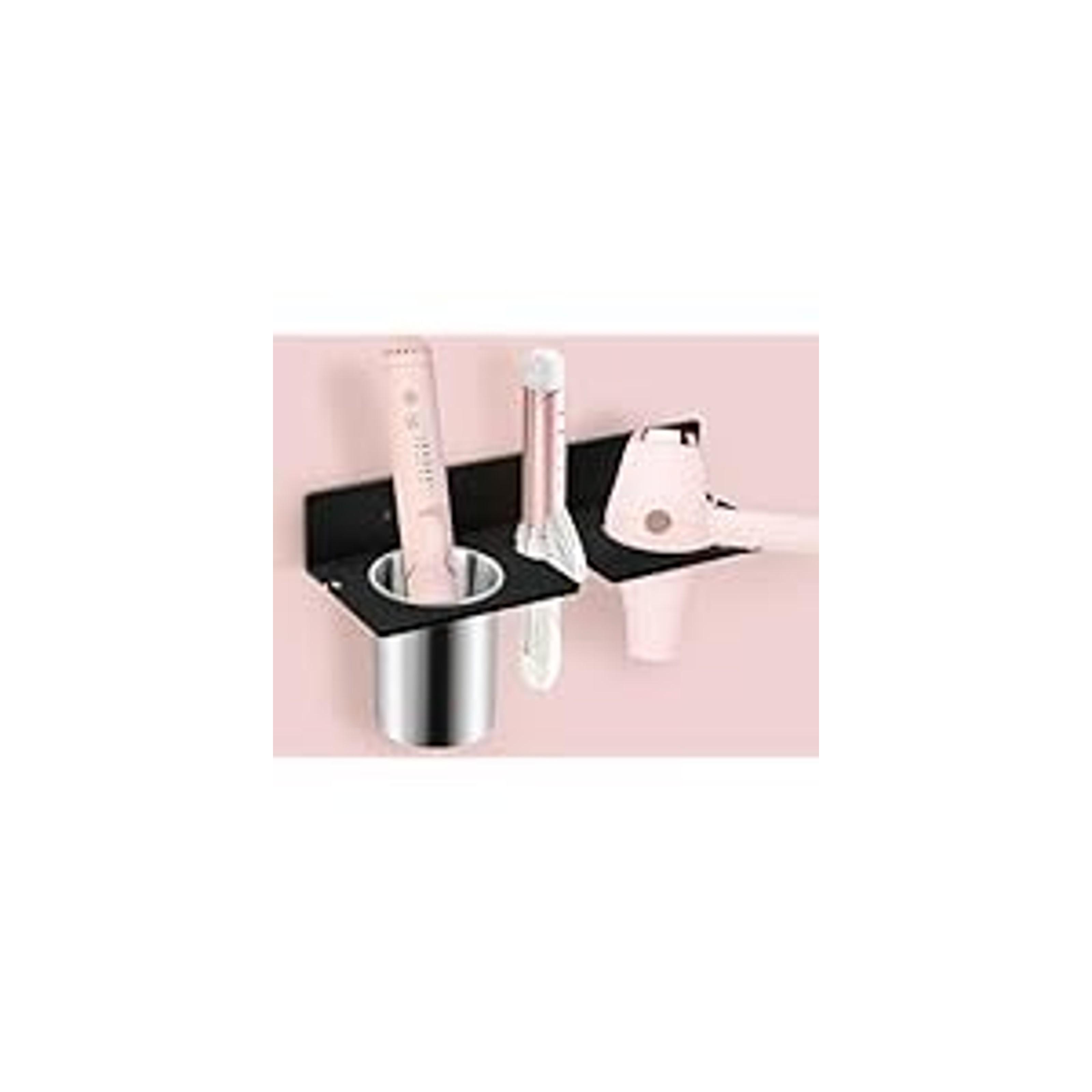 Hair Tool Organizer, Hair Dryer Holder with Heatproof Steel Cups, Acrylic Vanity Organizer for Curling Iron, Flat Iron & Hair Brushes, Perfect for Bathroom (White, Standard)