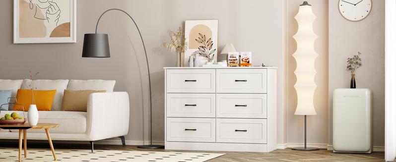 Vabches Dresser for Bedroom, 6/9 Drawer Wide Dresser Organizer with Charging Station, Tall Dresser for Hallway, Wood Dresser with Metal Handles