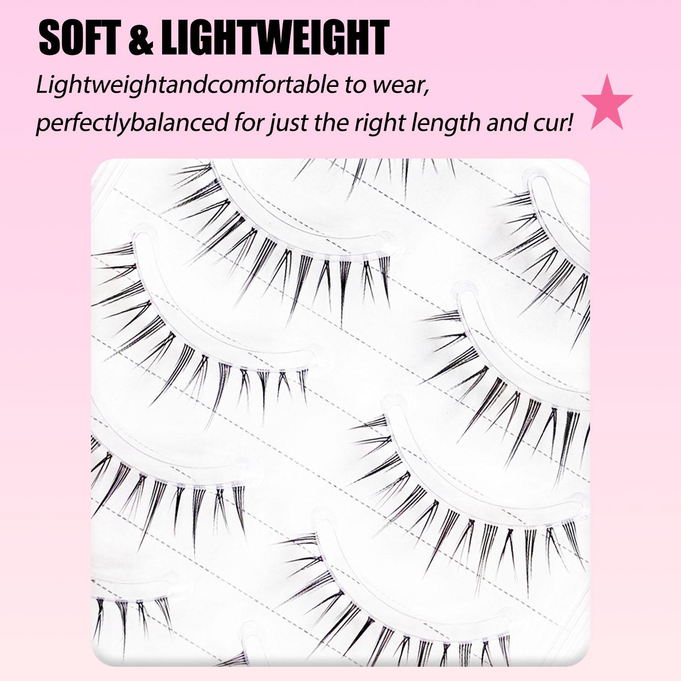 Babydoll Style Natural False Eyelashes, Soft Smooth Cartoon Fairy Design, Perfect for Role Play, Reusable, Single Unit