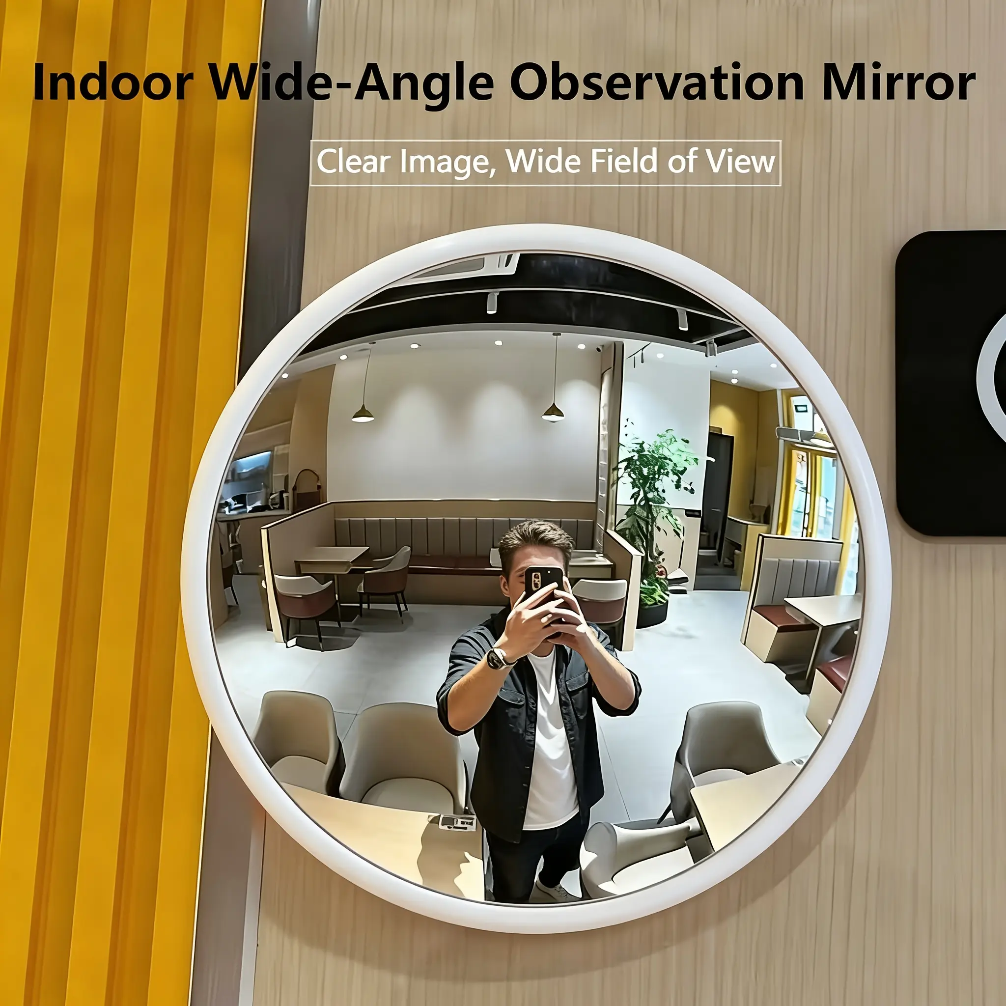 Modern Round Convex Mirror, Wide Angle Horizontal Design, Portable Multi-Purpose Mirror for Travel, Home Decor, Living Room, Bedroom, Hallway