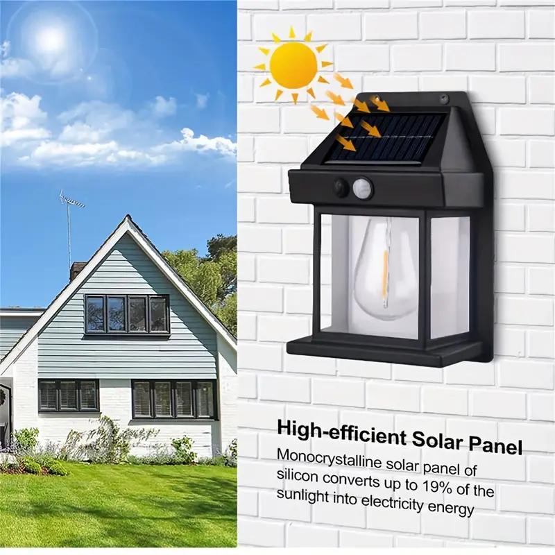 4 Pack Solar Outdoor Wall Lights with Motion Sensor - Waterproof IP65 Garden Security Lighting, 3 Modes Auto Dusk to Dawn, Wireless Decorative Lamp for Patio, Villa, Pathway (Modern Black Design)