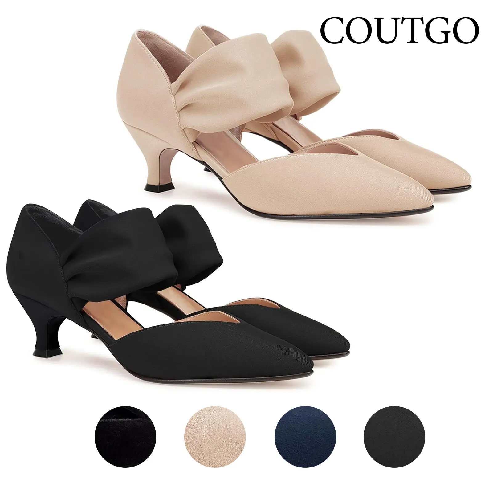 Coutgo Womens Low Kitten Heel Dress Shoes Pointed Toe Slip on Ankle Strap Cutout Elegant Party Wedding Pumps tiktokshopbacktoschool Coutgo Womens Low Kitten Heel Dress Shoes Pointed Toe Slip on Ankle Strap Cutout Elegant Party Wedding Pumps tiktokshopbacktoschool