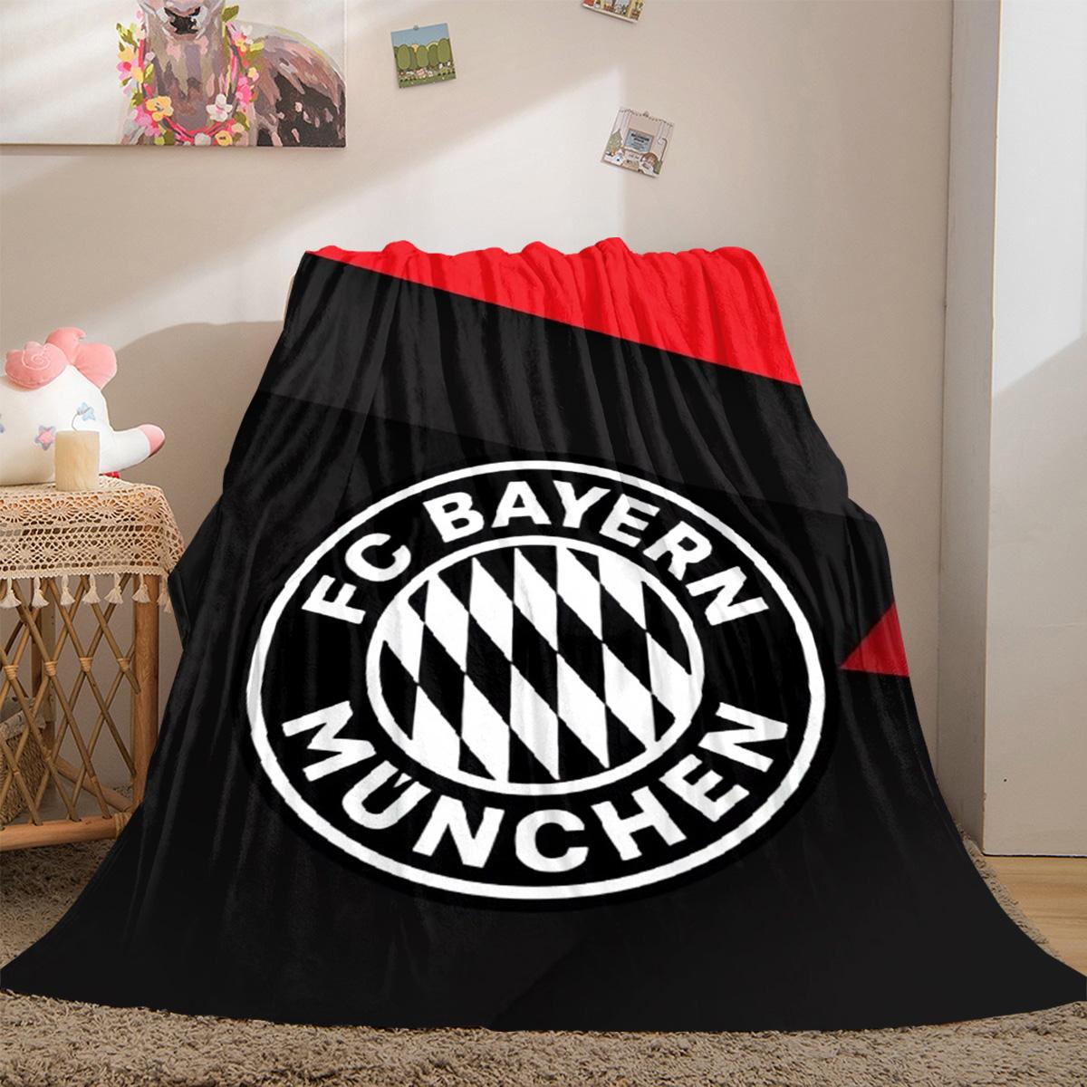 FC Bayern Munchen Printed Cute Cartoon Plush Blanket Suitable for All Seasons, Soft and Comfortable Sofa Mattress Office Outdoor Blanket Camping Travel Home Blanket Black Friday Christmas Gift C975