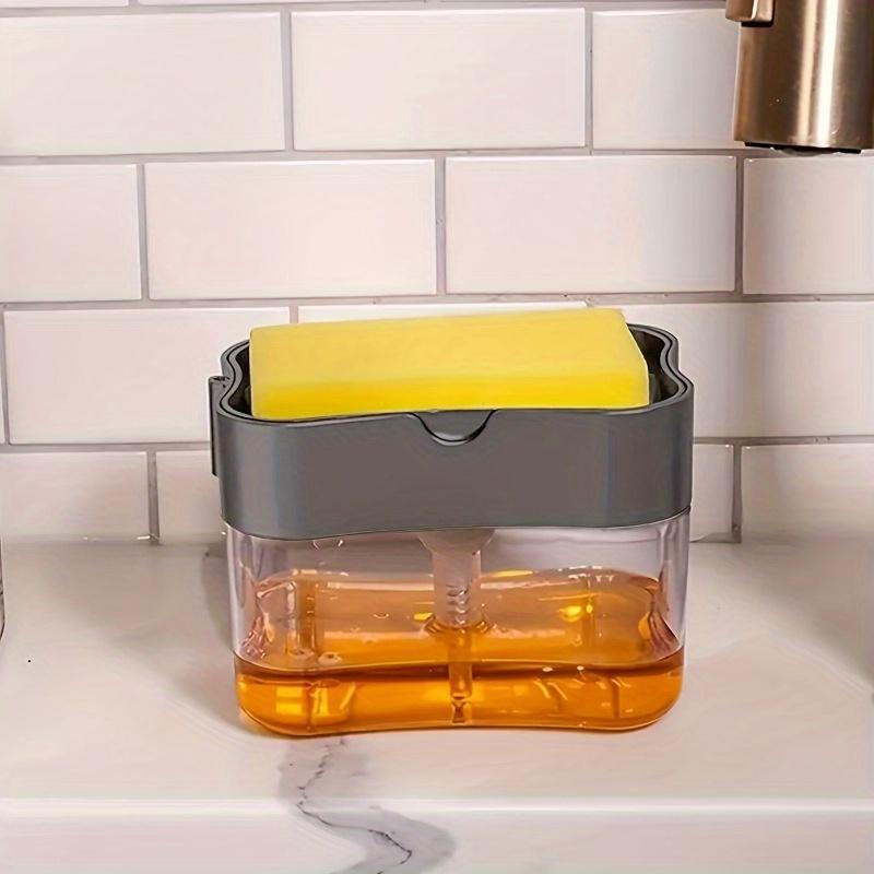 2pcs/set  Dishwashing Liquid Press, Cleaning Pan, Kitchen Type Automatic Liquid Filling Box, Scouring Pad, Dish Washing And Pan Washing Utensil, Soap Liquid Box