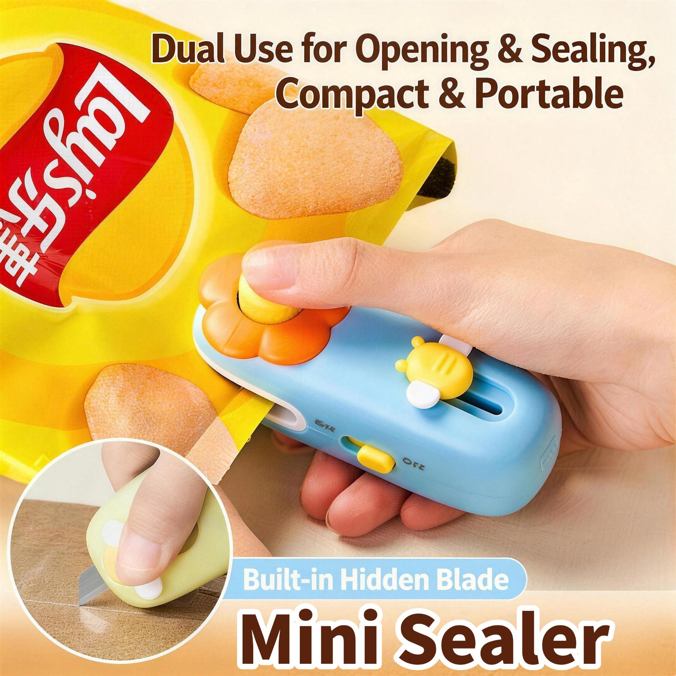 Rechargeable Handheld Multifunctional Mini Heat Bag Sealer - Magnetic Kitchen Food Storage Machine with Hidden Blade, Compact Portable Device That Seals Bags