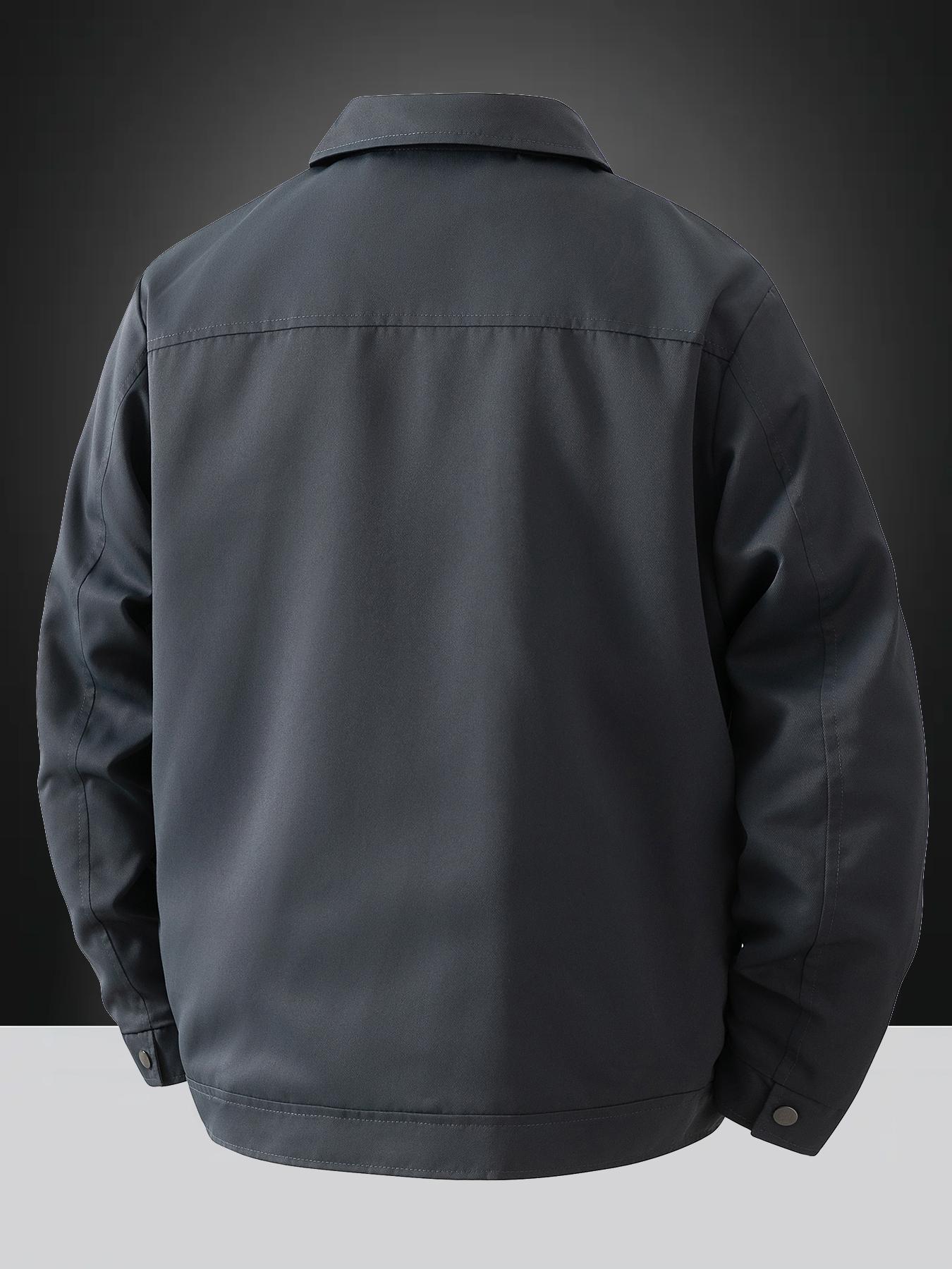 Men's Spring and Autumn Lightweight Casual Jacket - Simple Office Solid Color Light Business Style Collar Jacket, Button Front and Button Closure Design, Machine Washable, Polyester Fiber, Suitable for Daily Leisure, Work and Formal occasions