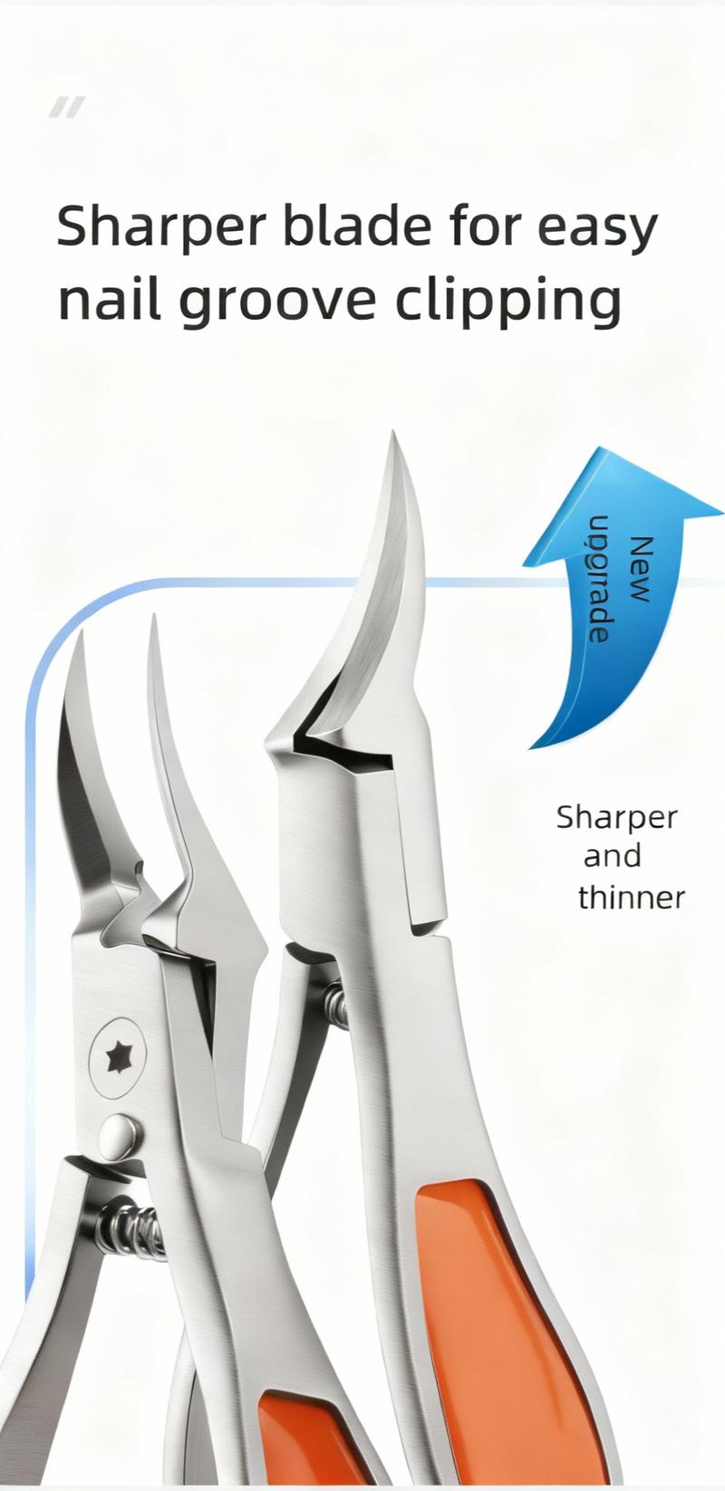 2-Piece Nail Care Set for Thick & Ingrown Nails: Pointed Clipper & Metal Shining File, Ideal for Men & Seniors