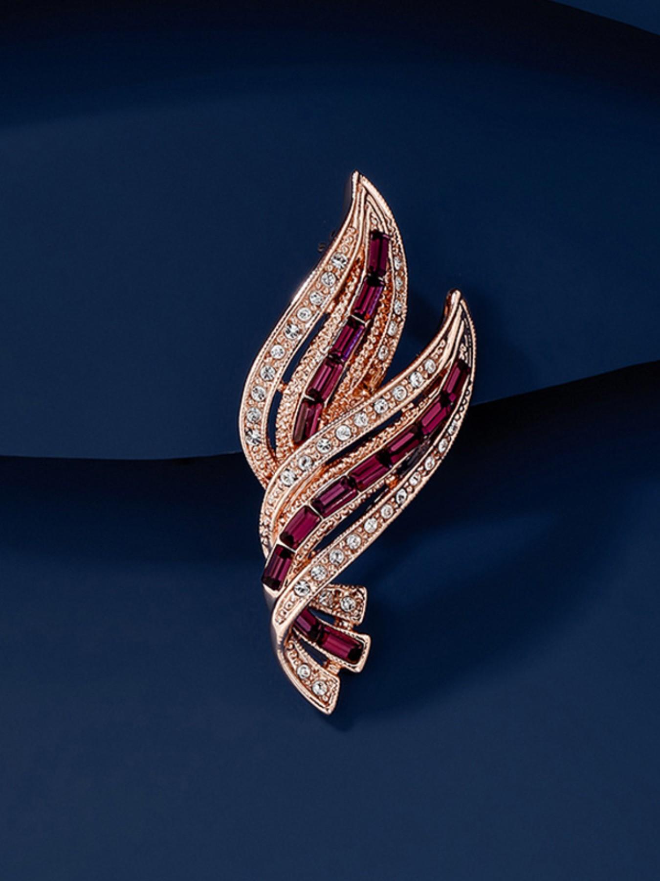 Elegant Leaf Brooch for Women, Boho Style All-Over Print Pin, Perfect Accessory for Blazers and Coats, Unique Floral Design