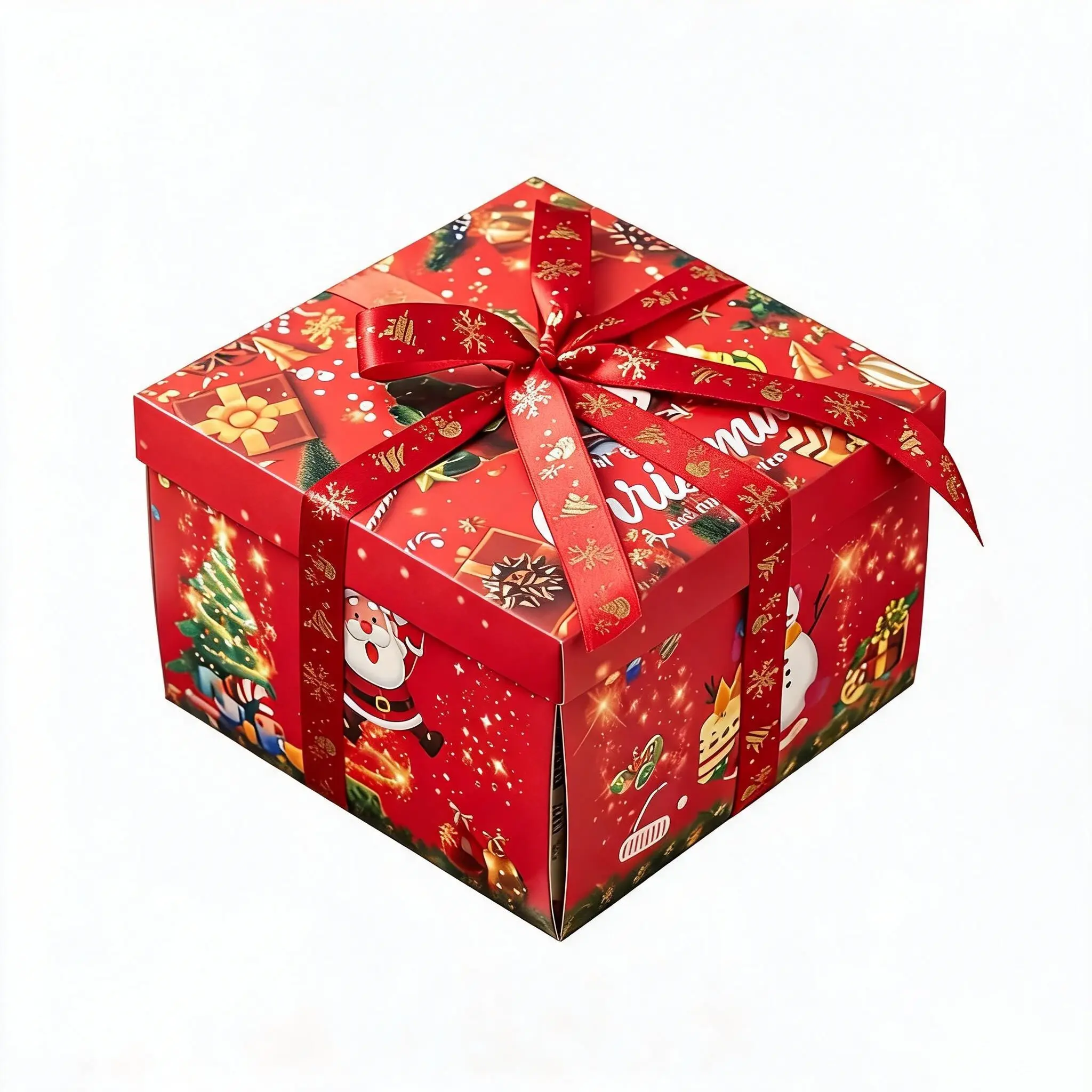 1Set DIY Handmade Christmas Explosion Surprise Box Foldable Pop Up Assorted Snack Food Gift Box for Christmas Holiday Gifts(excluding food)
