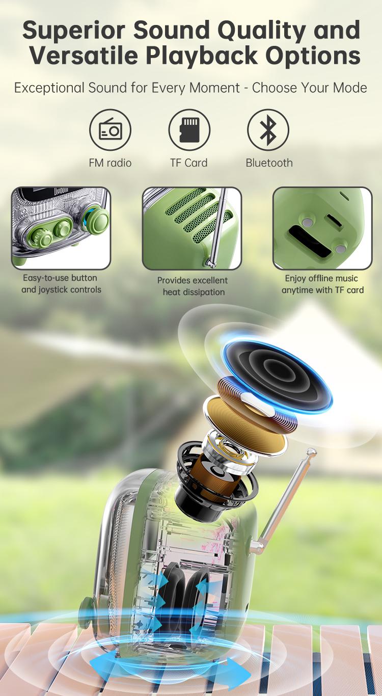 Divoom Tiivoo-2 Portable Bluetooth Speaker with FM Radio Pixel Art Retro Mini Small Cute portable Wireless Speaker White Noise Vintage Decor Suitable for Party Office Desk Home Bedroom Kitchen Gifts for Women Men Smartphone Audio Sound System Light Pink