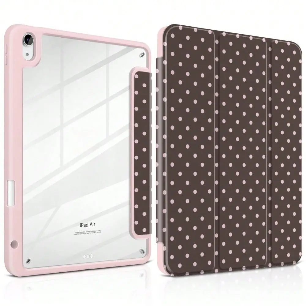 Case for IPad A16 2025/10th Generation Case, IPad 11th/12th Gen 2026 11inch, Air 3/4/5, Mini 4/5/6/7, M2/M3/M4, Pro 12.9 Inches (2018/2020/2021/2022/2024/2025/2026) Pencil Holder, Trifold Stand Cover, Auto Sleep/Wake, Polka Dot Print for Women Girls