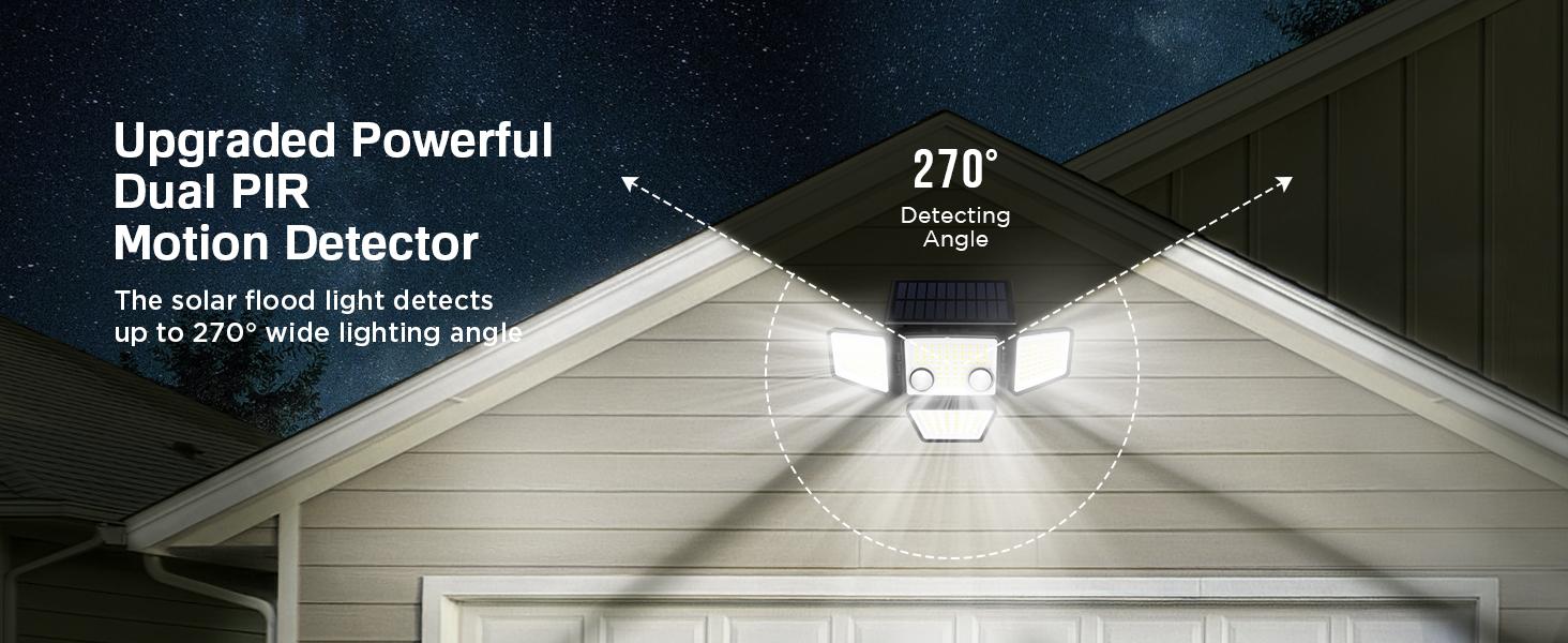 LYWALT Solar Motion Sensor Lights-4 Heads 3000LM, IP65Waterproof, 270°Wide Angle Lighting Security Light for Yard, Garage, Porch, Pool,Garden,Barn,Patio,Thanksgiving home decor,Holiday Haul,Christmas gifts