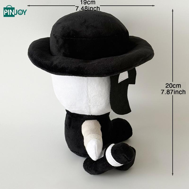 Black and White Masked Character Stuffed Doll, Video Game Inspired Collectible Desk Decor for Fans, Boys & Girls