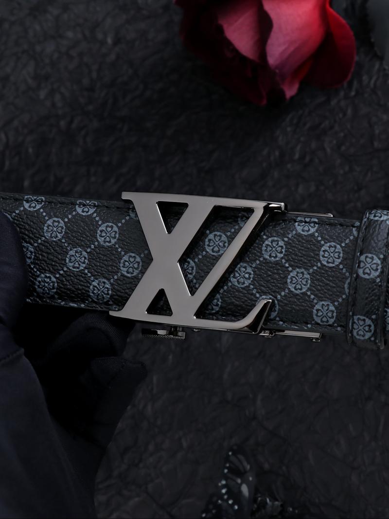 Men's Alloy Automatic Buckle Belt, Casual Fashion Print Waistband, High-End Lightweight Design, Versatile Pants Strap, All Seasons, Stylish Belts