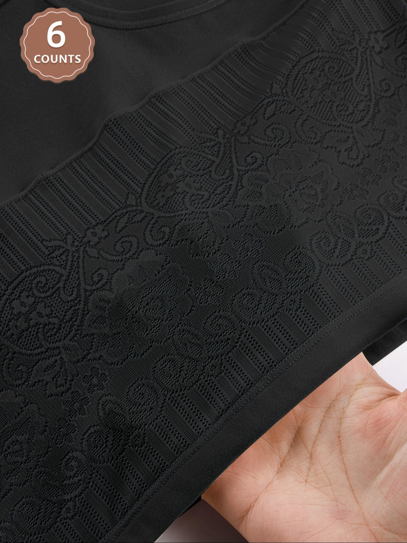 Women's High Waist Floral Print Underwear, Comfortable Fitted Design, All Season Casual Style, Moderate Fabric Thickness, Pack of 6 High Waisted Seamless