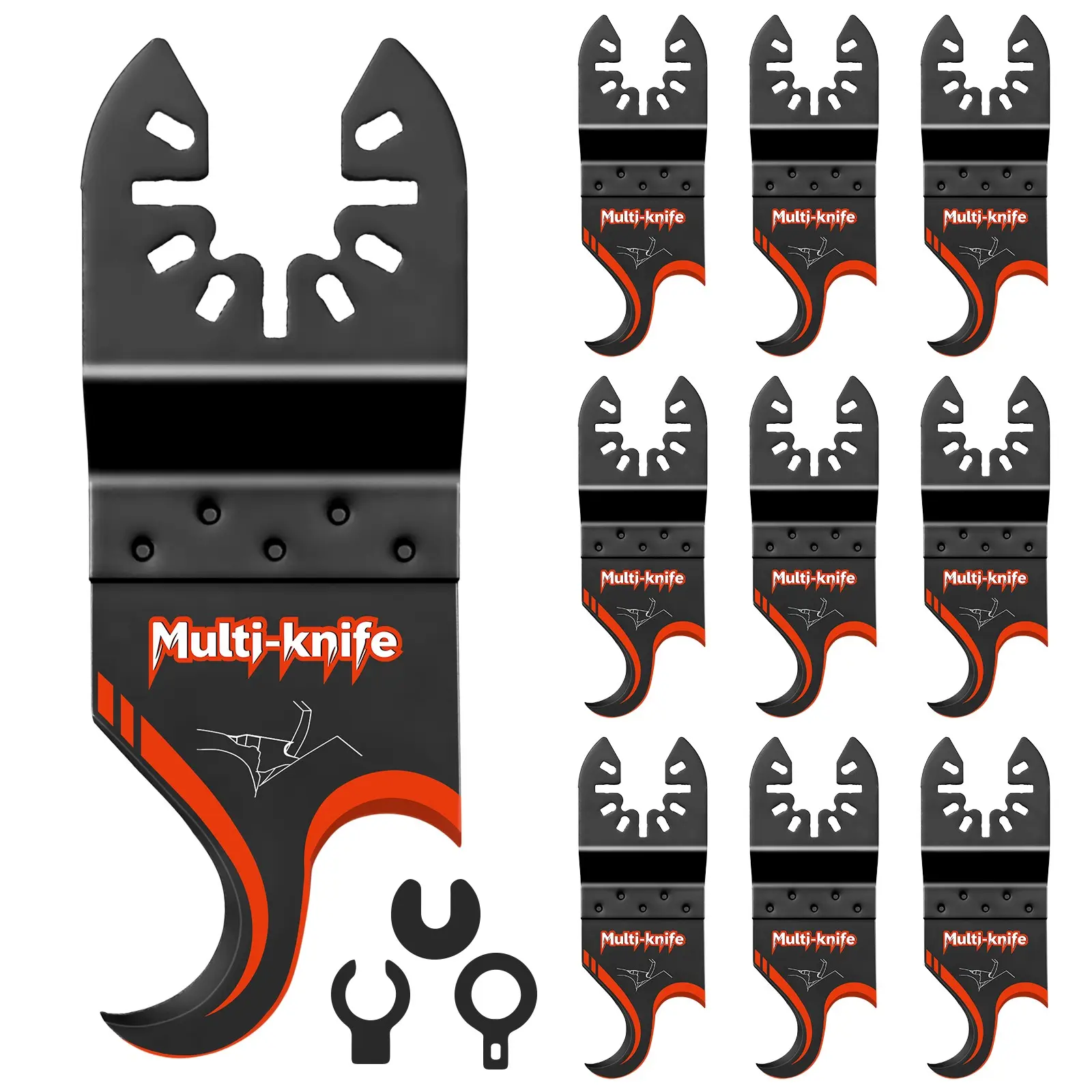 10 Pcs Oscillating Multi Tool Hook Knife Replacement Blade, Universal Accessory for Carpet Roof Shingles, Compatible with Dewalt Makita Milwaukee