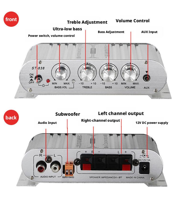 Zhenying's best-selling new model, super bass 2.1 channel amplifier, car-mounted MP3 small foreign trade amplifier