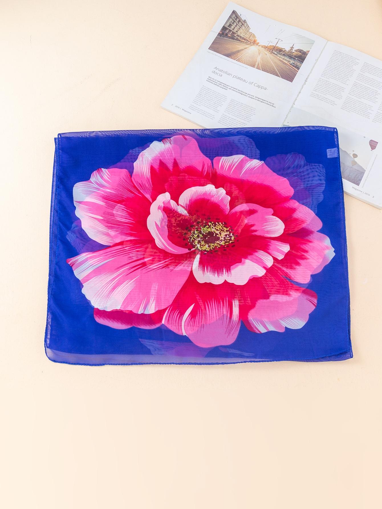 Elegant Floral Silk Scarf, Casual Loose-Fit Chiffon Print Wrap, Spring Summer Sun Protection, Fashionable Holiday Gift, Women's Stylish Shawl