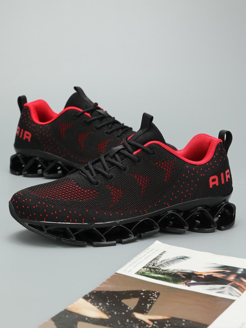Mens Walking Shoes Blade Non Slip Fashion Sneakers Breathable Mesh Soft Sole Casual Athletic Running Sport Shoes Black/Red