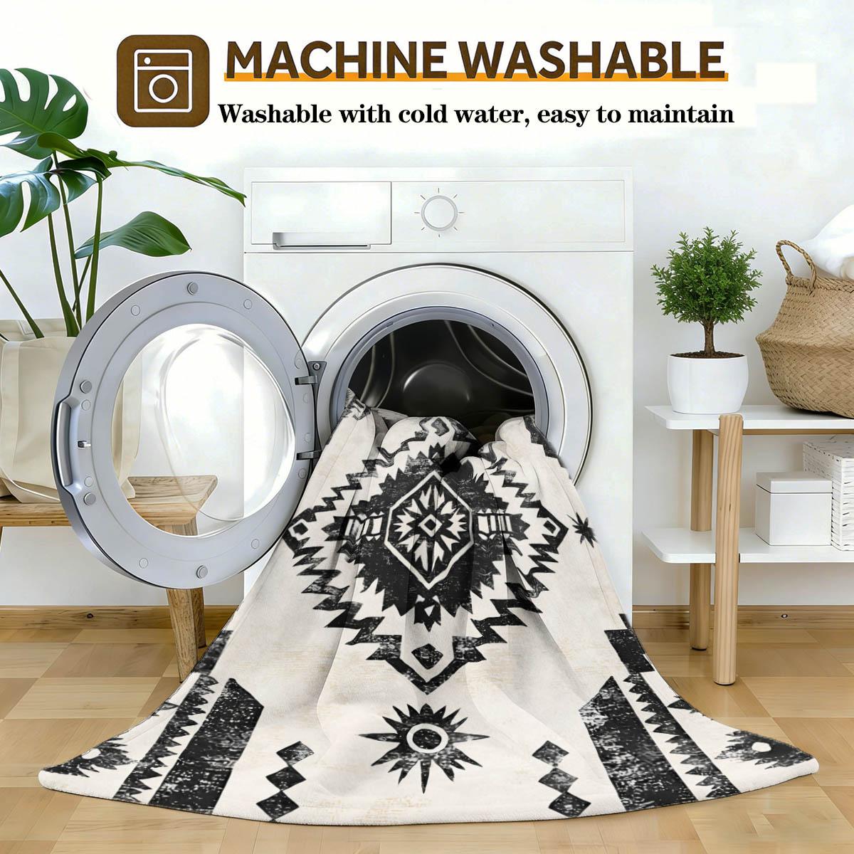 Boho Pattern Blanket, Lightweight Warm Flannel, Soft Breathable, Car Travel Bedroom Cover, Holiday Gift, Pet Pad, Multi-Use Rug