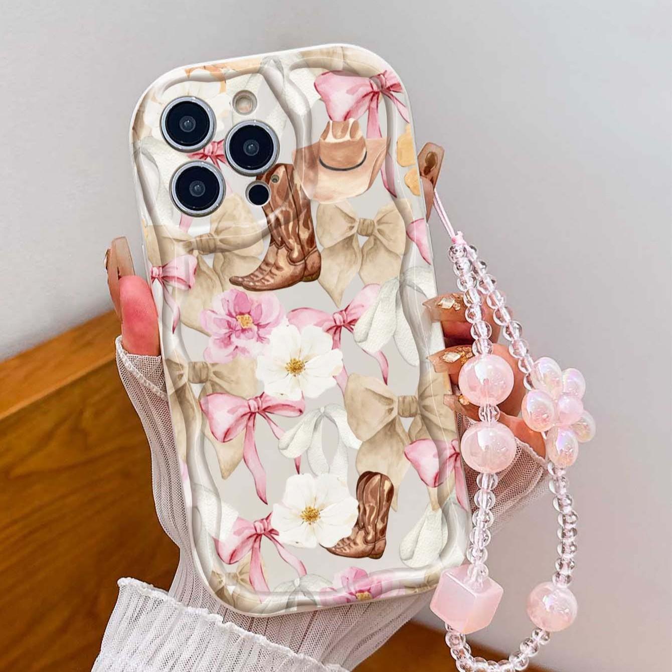 Western Cowboy Boots Flower Design Tpu Case, Shockproof Phone Cover for Apple iPhone 17 Pro Max/16/16 Pro Max/11/13/14/15, Girl's Gift