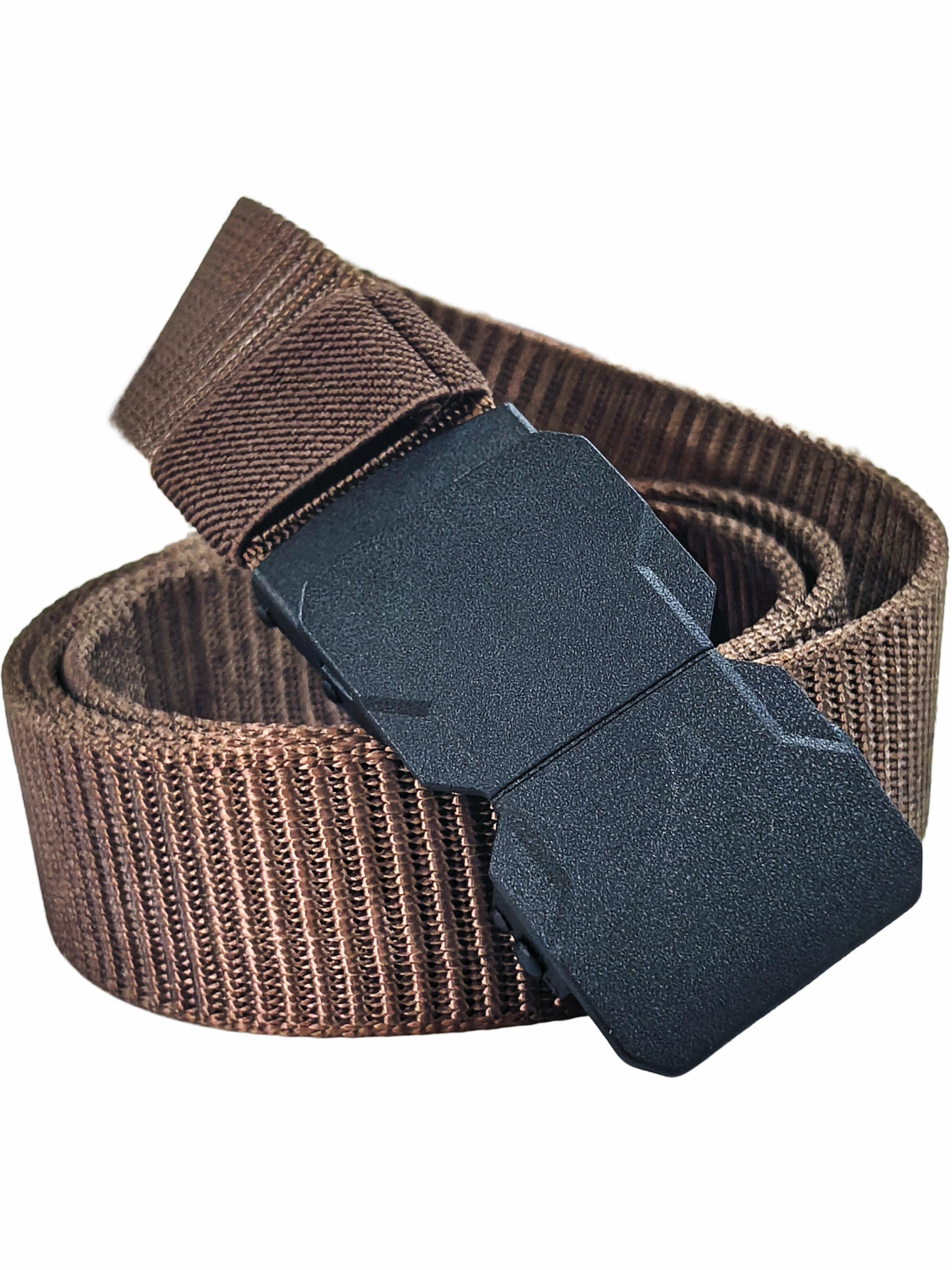 Men's Zipper Nylon Belt with Alloy Buckle, Automatic Stretch Golf Waistband, Outdoor Tactical Hiking Belt, Durable and Comfortable Design