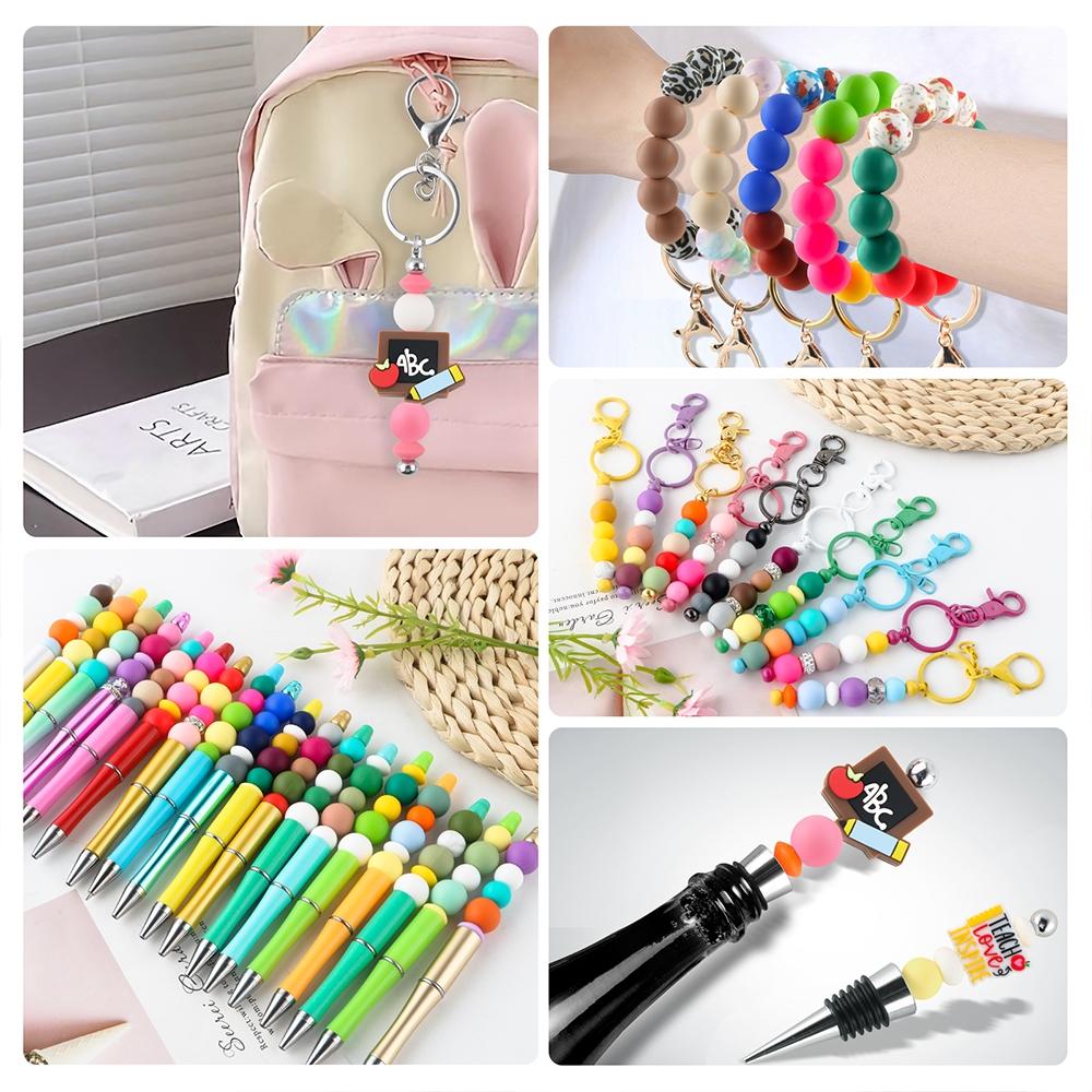 Mixed Color Round Silicone Bead (50pcs), DIY Jewelry Accessories for Bracelet & Necklace, DIY Mix Beads Jewelry Making Supplies for Women & Teenager, Beading Making, Bead Assortment