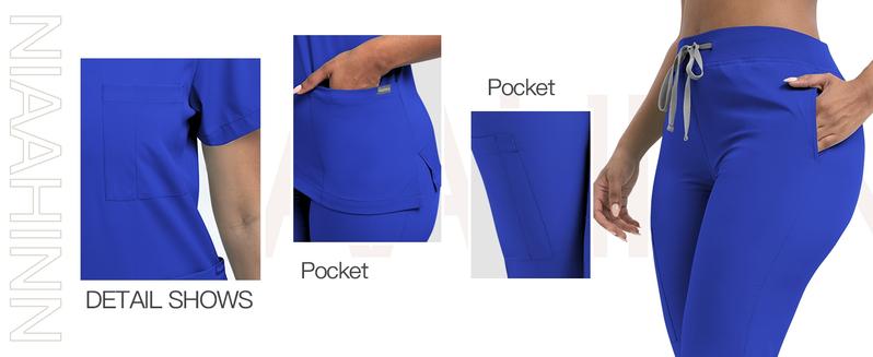 Women's Handwashing Suit Set, Uniforms, V Neck Quick-Dry Breathable Top, Slight Stretch Straight Leg Pants, Multi-Pocket Design, Hospital Clinic Home Wear Women's Handwashing Suit Set, Uniforms, V Neck Quick-Dry Breathable Top, Slight Stretch Straight Leg Pants, Multi-Pocket Design, Hospital Clinic Home Wear