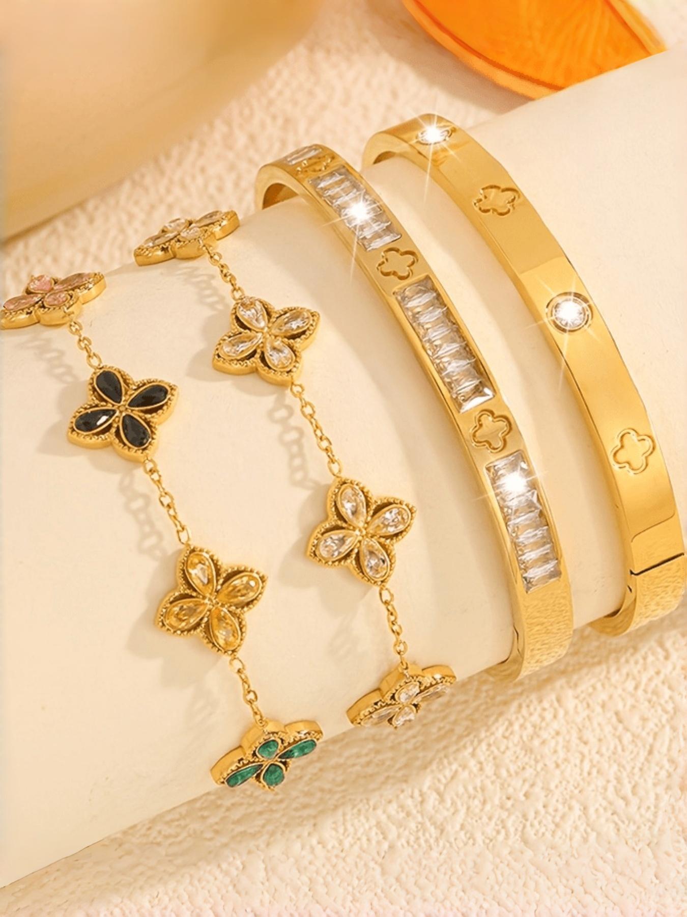 4-piece stainless steel jewelry set, stackable, with an eternal and elegant style, durable and waterproof, a delicate accessory for women suitable for both daily and special occasions, an ideal gift