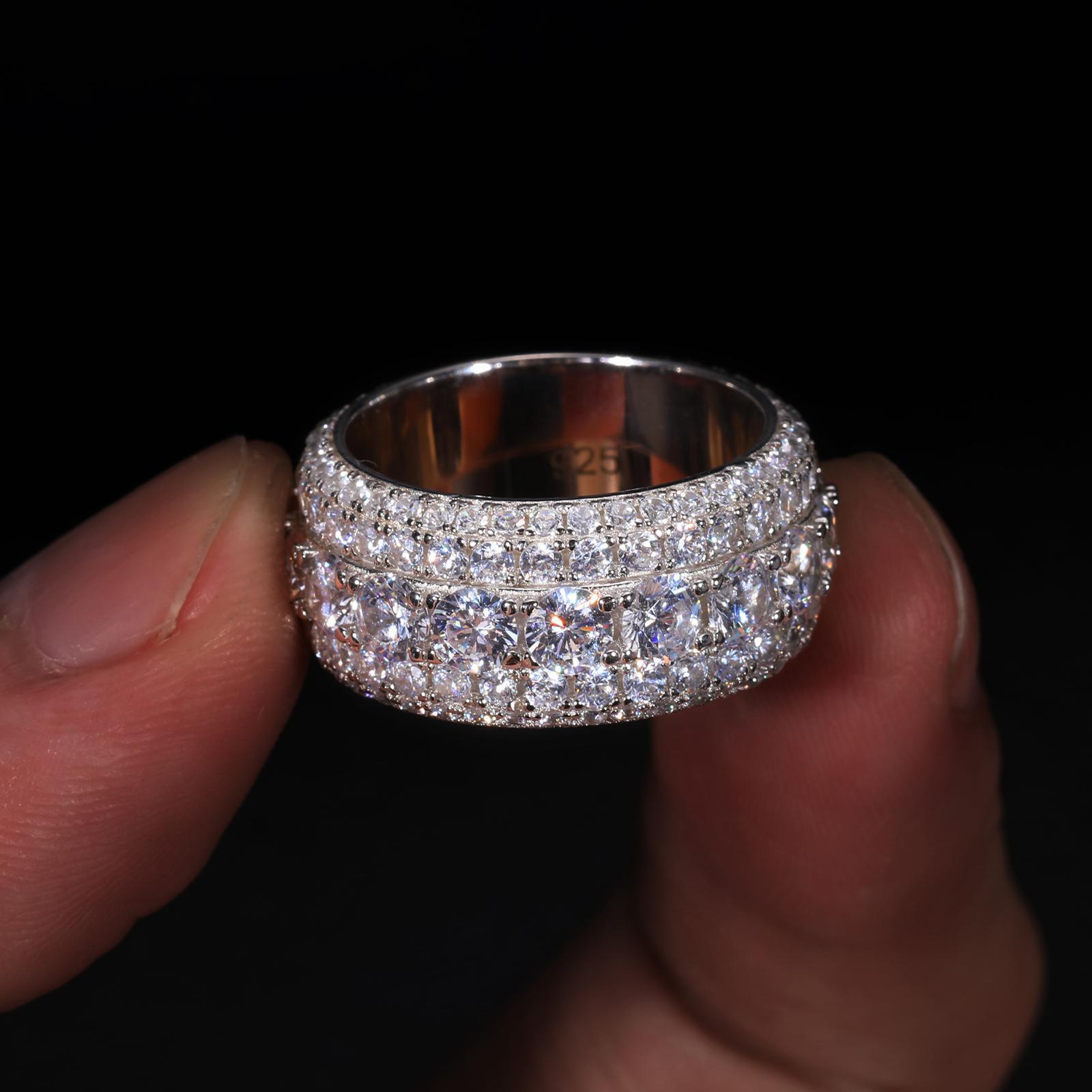 【#R60 Livestream】UCCIYO 18K Gold-Plated Ring with Lab-Grown Moissanite For Men Hip Hop Pave Setting S925 Sterling Silver Rings Hip Hop Jewelry