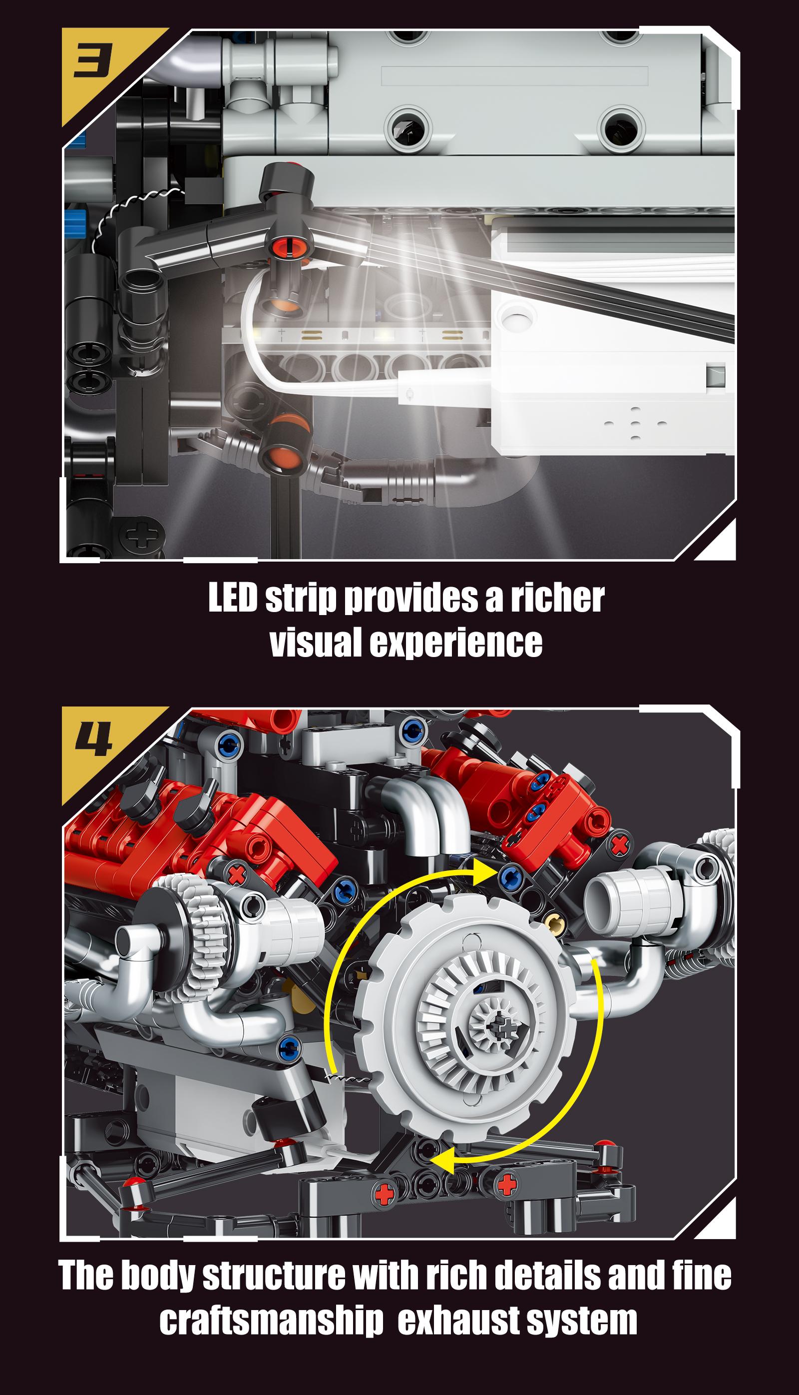 V8 Engine Building Kit 660+ Pieces, Dynamic Transmission Model with Visible Gears, Stem Educational Toy for Kids, Perfect Gift for Car Enthusiasts