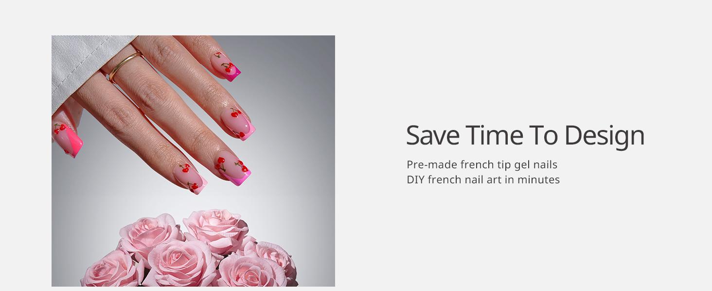 BTArtboxnails XCOATTIPS Press on Nails - 150pcs Pink Short Square or Almond French Tips,Pink Soft Gel False Nail, Soak Off Acrylic Fake Nails Extensions