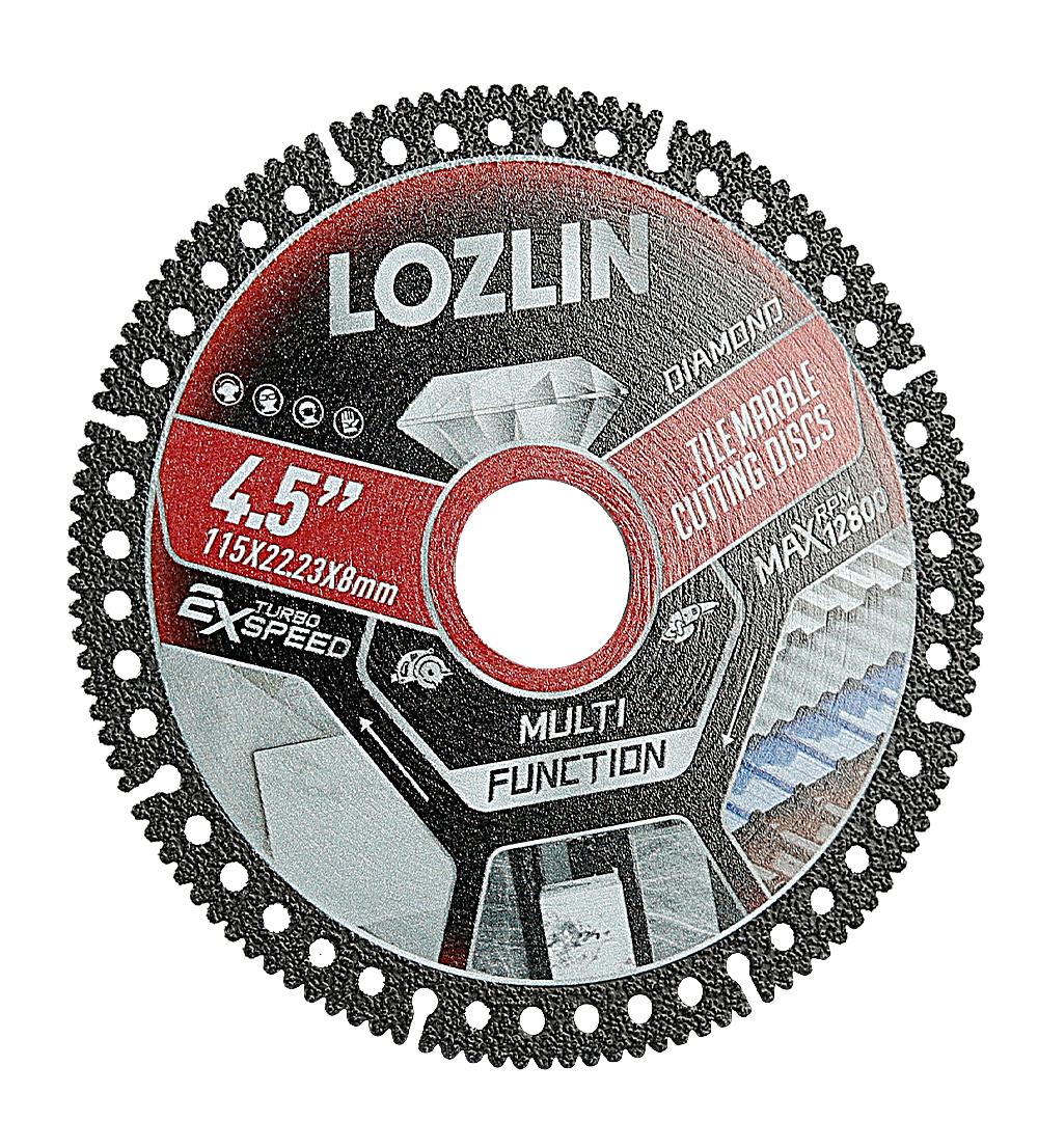 LOZLIN 3PCS 4.5" Multi-functional Diamond Tile Cutting Blades - Ultra-Thin Dry Cutting Dics for Marble, Tile, Ceramic, Metal  - Angle Grinder Saw Blades