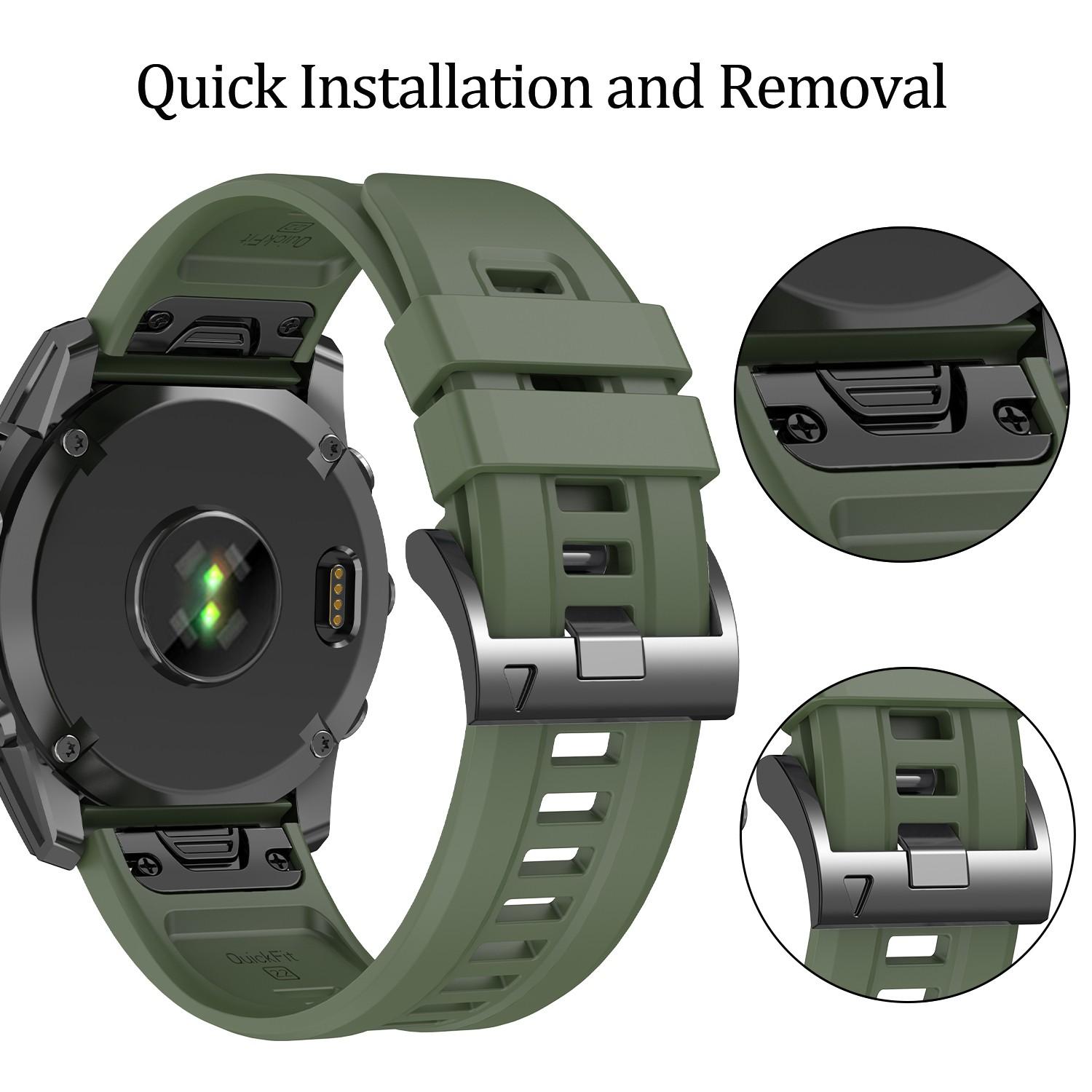 22/26mm quick installation strap, compatible Garmin tactix 8 47/51mm/Descent G2/Mk3i 51mm/Fenix 8 51/47mm/7X/7Pro/6X/6pro/5X/5plus， Soft silicone sports strap compatible with quatix 5/6/7/Epix Pro 51mm/Tactix7 AMOLED/Enduro3 2/Forerunner 955 965