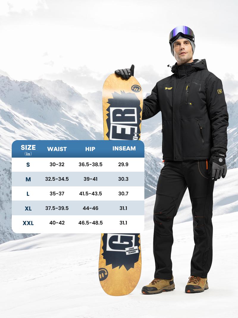 YSENTO Men's Snow Ski Hiking Pants Waterproof Winter Fleece Lined Pants Camping  Ice Fishing Pants with Belt High Rise Joggers High Waisted Joggers