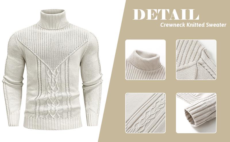 Men's Solid Color Textured Turtle Neck Sweater, Regular Fit Casual Long Sleeve Jumper for Fall & Winter, Men's Knitwear for Daily Wear, Knit Pullover Men's Solid Color Textured Turtle Neck Sweater, Regular Fit Casual Long Sleeve Jumper for Fall & Winter, Men's Knitwear for Daily Wear, Knit Pullover