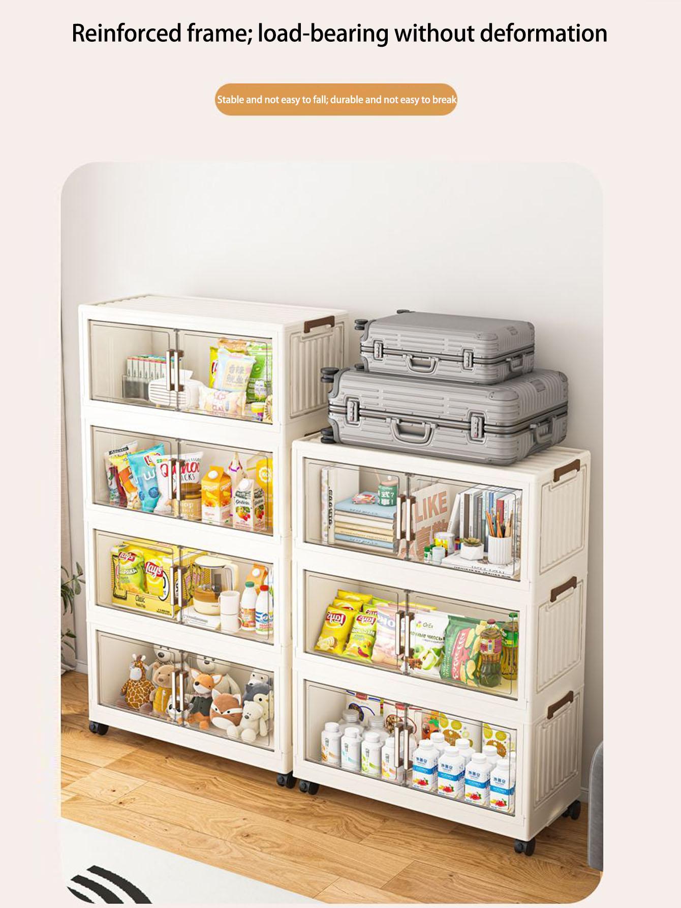 Multifunctional Foldable Storage Cabinet, Modern Mobile Display Unit for Living Room & Bedroom, Baby Toys Clothes Organizer