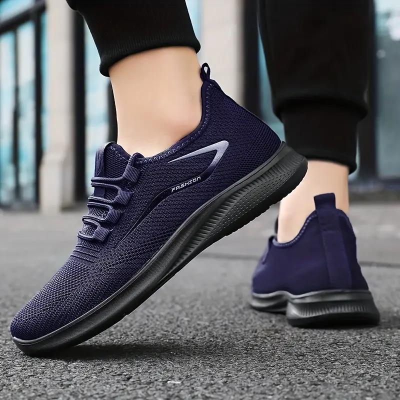 Casual Knit Mesh Sneakers Lightweight Breathable Comfort Walking Shoes Navy Blue GUOBIOZIY Sneakers for Women Casual Slip on Walking Shoes  main image 4