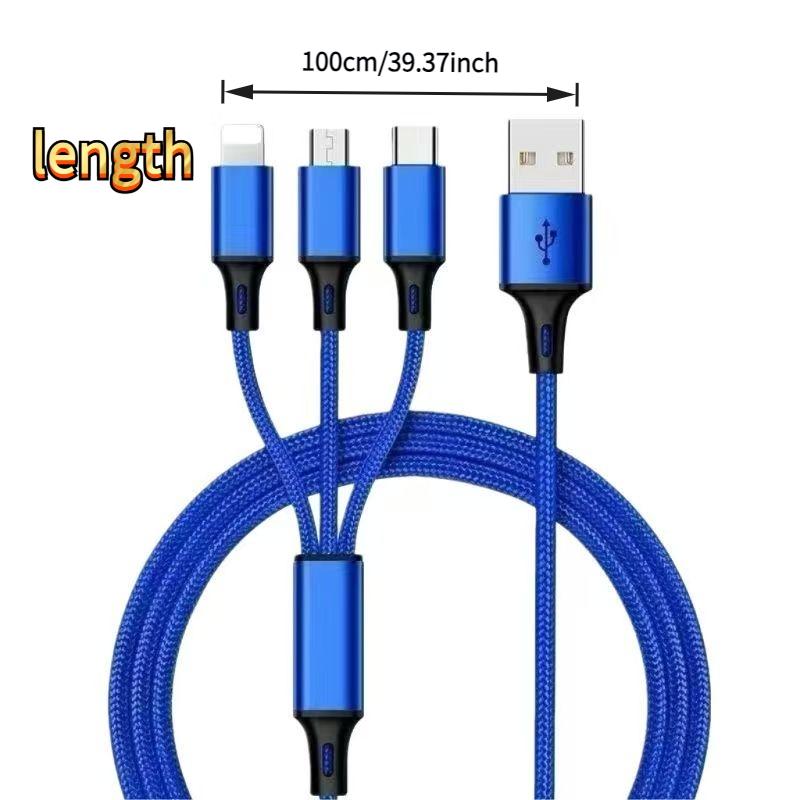 100w Four-In-One Braided Fast Charging Cable, USB Quick Phone Charger, Compatible with iPhone Oneplus Xiaomi Dual Type-C iOS Micro Interfaces