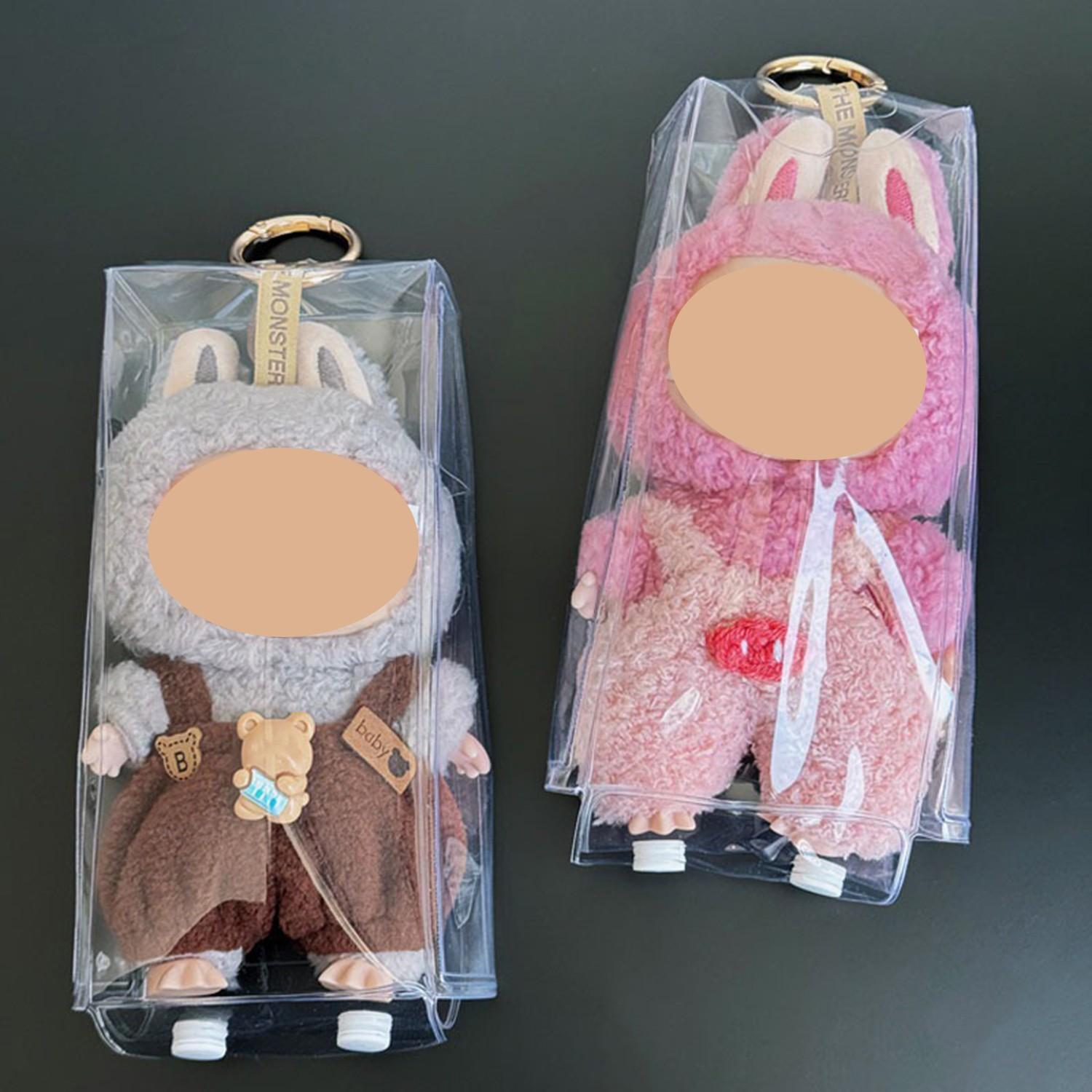 Protective Cover Only 1Pcs Soft Doll Pendant Protective Cover Lightweight Storage Bag Clear Display Storage Boxes for Labubu Cute Dolls