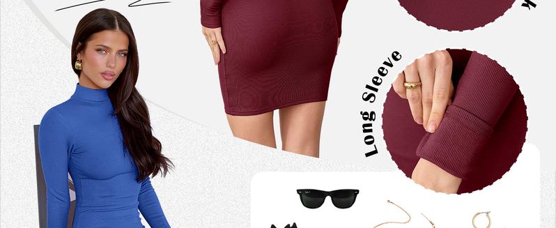 ANRABESS Women Long Sleeve Mock Neck Bodycon Mini Dress 2025 Fall Ribbed Slim Fit Pencil Cocktail Club Night Dresses ANRABESS Women Long Sleeve Mock Neck Bodycon Mini Dress 2025 Fall Ribbed Slim Fit Pencil Cocktail Club Night Dresses